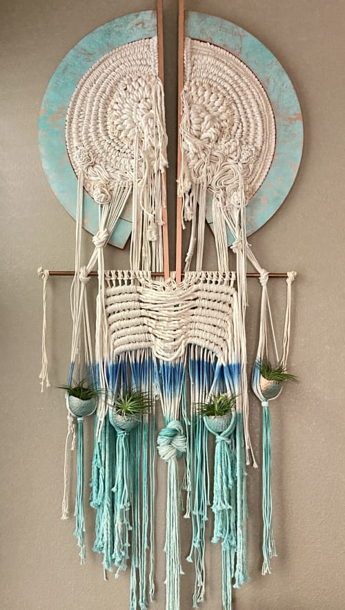 The Peaceful Jelly Fish | Macrame Wall Hanging in Wall Hangings by Gissell Studio - Fiber & Botanical Art. Item composed of wood & cotton