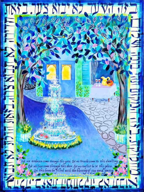 Peace Oasis | Oil And Acrylic Painting in Paintings by Judith Joseph. Item made of canvas & synthetic
