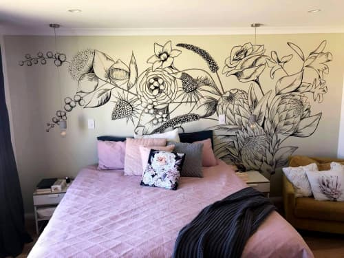 Floral Bedroom Mural | Murals by Susan Respinger. Item made of synthetic