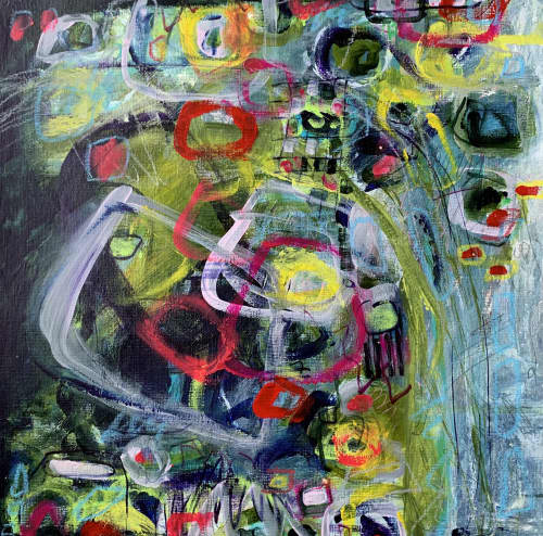 Not Always Greener 🔴 | Oil And Acrylic Painting in Paintings by Darlene Watson Abstract Artist. Item composed of paper and synthetic