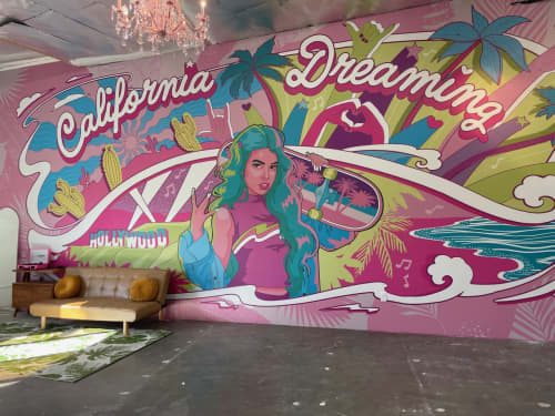 California Dreaming Interior Wall Mural | Murals by Jessie Paige Dawson. Item made of synthetic