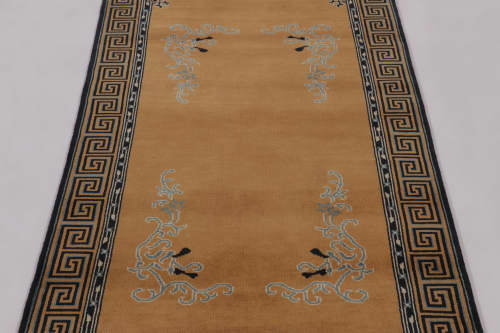 Rug & Kilim’s Chinese Art Deco Runner Rug, Brown with Greek | Area Rug in Rugs by Rug and Kilim