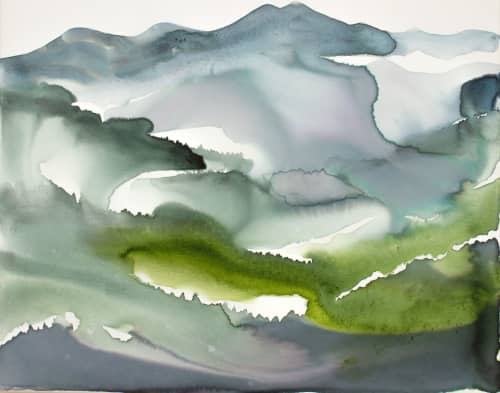 Mountainscape No. 10 : Original Watercolor Painting | Paintings by Elizabeth Becker. Item made of canvas works with minimalism & contemporary style