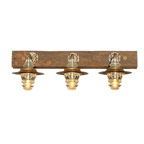Wood Beam Insulator Light Lantern Vanity Sconce | Flush Mounts by RailroadWare Lighting Hardware & Gifts
