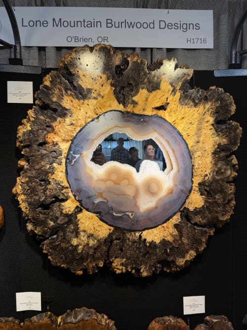 Birdseye Buckeye Burl with Brazilian Agate Inlay & Mirror | Decorative Objects by Smokey