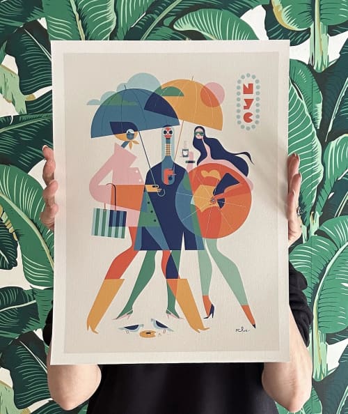 Rainy Girls - Fine Art Print | Prints by Kirsten Ulve. Item composed of paper in minimalism or mid century modern style