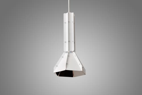 Hexagon Chrome White Pendant Light | Pendants by ADAMLAMP. Item composed of steel in minimalism or industrial style