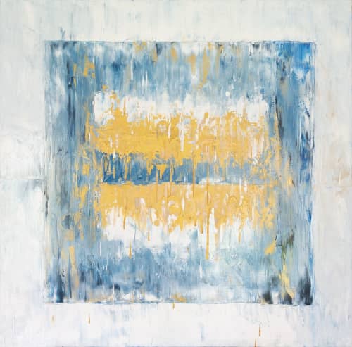 Ice Cube Blue | Oil And Acrylic Painting in Paintings by Jill Krutick. Item made of canvas with synthetic