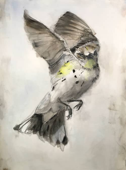 Yellow-rumped Warbler--SOLD | Oil And Acrylic Painting in Paintings by Lee Cline. Item composed of canvas