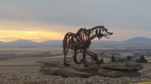 Bison and Grizzly | Public Sculptures by Wendy Klemperer Art Inc | Great Falls International Airport in Great Falls. Item composed of steel
