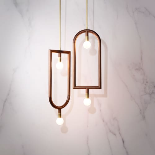 Ceiling Light CORN | Pendants by HACHI COLLECTIONS. Item composed of walnut and brass