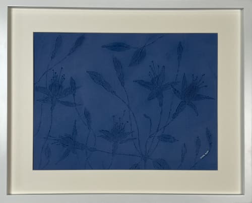 Blue tropical Acrylic Original wall art | Mixed Media by IRENA TONE. Item compatible with minimalism and eclectic & maximalism style