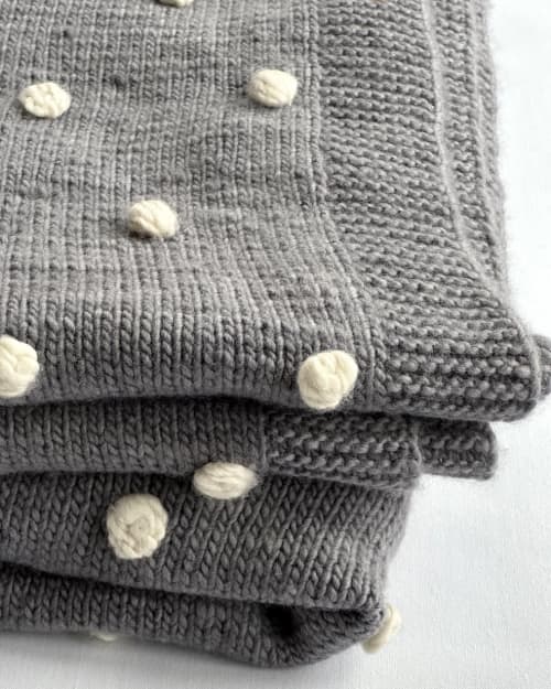Popcorn Knit Merino Wool Throw Blanket by TerraKlay | Linens & Bedding by TerraKlay. Item made of fiber works with contemporary & country & farmhouse style