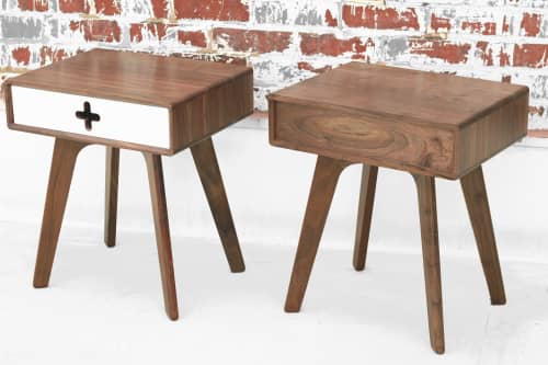 Nightstand Plus - Mid Century Modern Walnut Nightstand | Storage by Max Moody Design. Item composed of maple wood