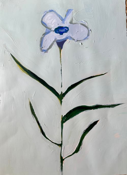 Solo Blue Poppy | Oil And Acrylic Painting in Paintings by Erin Donahue Tice Fine Art. Item composed of paper and synthetic