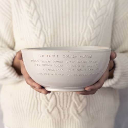 Custom Made Family Recipe Serving/Mixing Bowl | Serving Bowl in Serveware by MARIE MARTIN CERAMICS. Item made of stoneware works with minimalism & rustic style