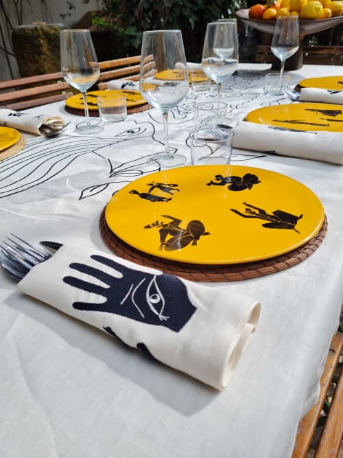 Decorative plate MEDINA LAMA | Decorative Objects by LA FIBRE ARTISANALE. Item works with contemporary & eclectic & maximalism style