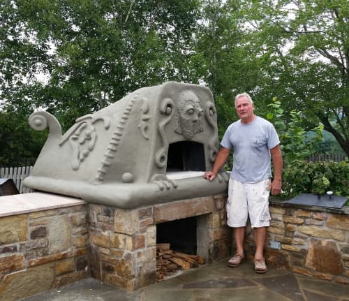 Wood Fire Pizza Oven | Sculptures by J.A. Mayer "Sculptor". Item made of cement with synthetic