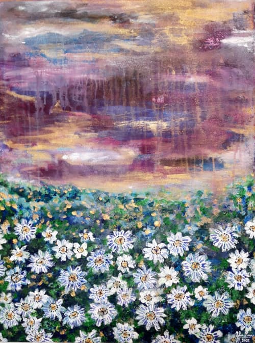 Passiflora | Oil And Acrylic Painting in Paintings by Elena Parau. Item made of canvas works with contemporary & country & farmhouse style