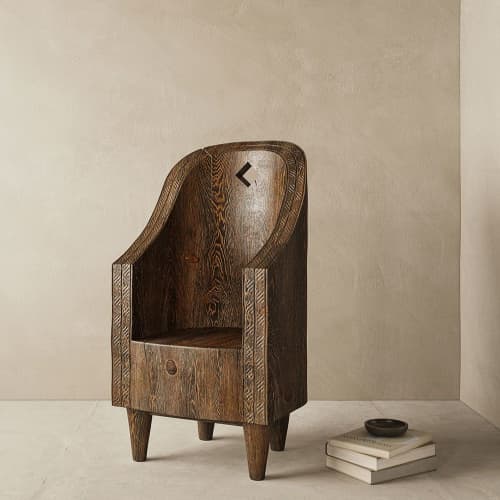 Empress Hand Carved Chair | Accent Chair in Chairs by Pfeifer Studio1127734. Item composed of wood compatible with contemporary and country & farmhouse style