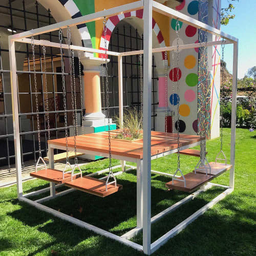 White 8-Seater SwingTable Cedar | Picnic Table in Tables by SwingTables. Item composed of wood & steel