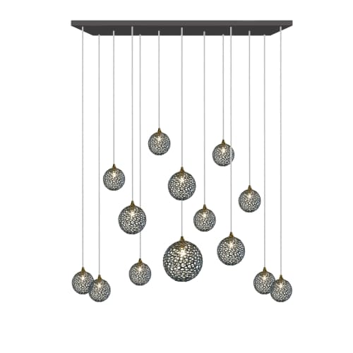 Napa Art Glass Globe Pendants Chandelier with mesh design | Pendants by Galilee Lighting. Item composed of metal and glass in modern style