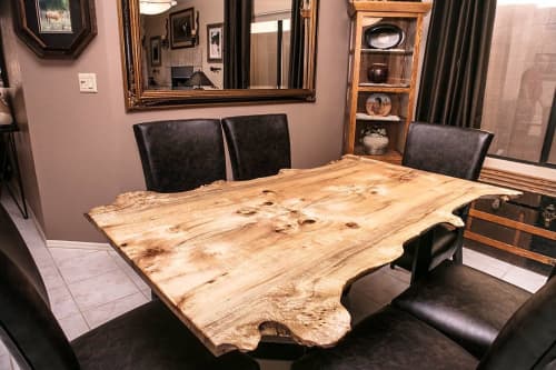 Live Edge Wood Dining Table made from Myrtle Burl | Tables by Lumberlust Designs. Item made of wood