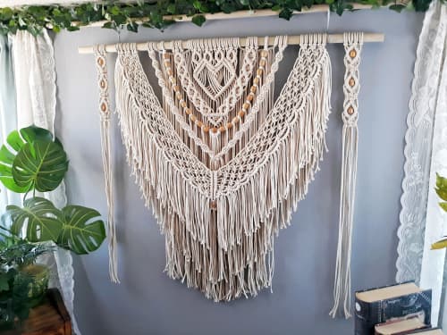Modern Macrame Home Decor Wall Hanging with Beads | Macrame Wall Hanging in Wall Hangings by Desert Indulgence. Item made of cotton compatible with boho style