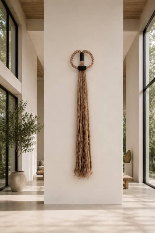 Jute rope & blackened steel- XL | Wall Sculpture in Wall Hangings by Olivia Fiber Art. Item composed of steel and fiber in boho or minimalism style