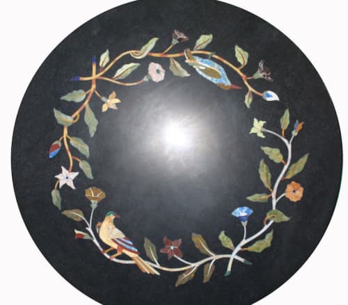 Black marble table, side table, coffee table, tabletop | Tables by Innovative Home Decors. Item made of marble works with country & farmhouse & art deco style