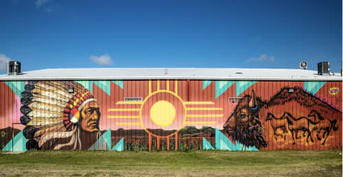 Standing Rock Mural | Street Murals by Rachel Wolfe-Goldsmith | Sacred Stone Village in Fort Yates. Item composed of synthetic