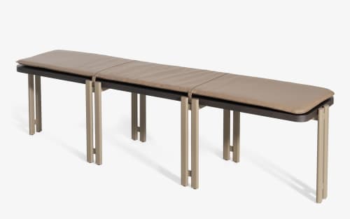Sui Bench With Static Painted Metal Leg | Benches & Ottomans by LAGU. Item made of oak wood with fabric works with modern style