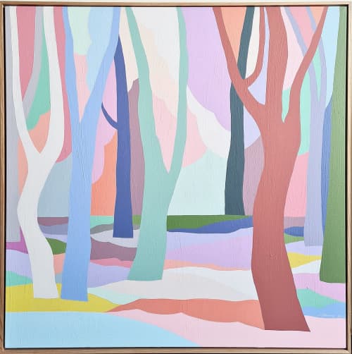 Dreamy abstract forest artwork 'Amid' | Oil And Acrylic Painting in Paintings by Amy Kim. Item composed of canvas & synthetic