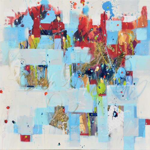 Ember And Frost | Oil And Acrylic Painting in Paintings by Cynthia Ligeros. Item composed of canvas in mid century modern or contemporary style