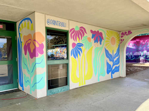 Where Flowers Bloom- Floral Mural | Street Murals by Uli Smith | Bret Harte Elementary School in Sacramento. Item made of synthetic
