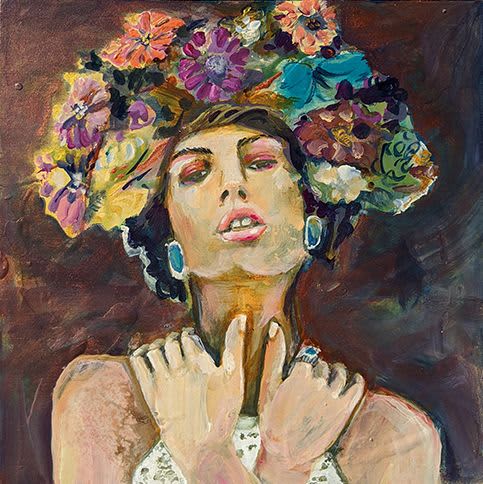 "Floral Crown" | Oil And Acrylic Painting in Paintings by Kate Joiner. Item made of canvas & synthetic