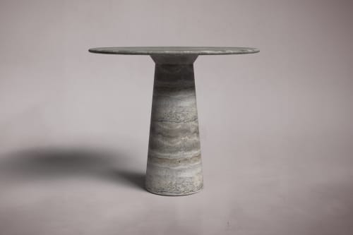 Round Travertine Dining Table | Tables by HamamDecor LLC. Item composed of marble in minimalism style