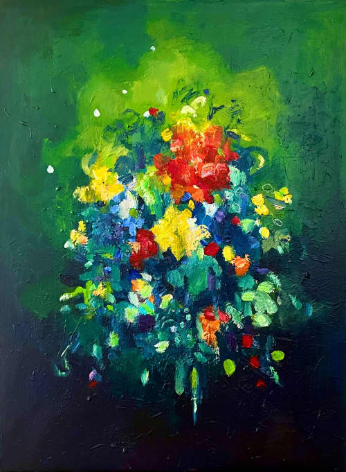 SOLD Wish you flowers nr 13 | Oil And Acrylic Painting in Paintings by Art by Geesien Postema. Item made of canvas compatible with mid century modern and contemporary style