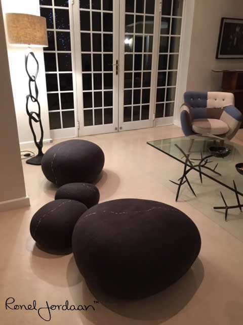 Goldminers Rock Cushions | Benches & Ottomans by Ronel Jordaan | Private Home, Cape Town, South Africa in Cape Town