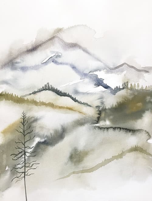 Appalachians No. 11 : Original Watercolor Painting | Paintings by Elizabeth Becker. Item composed of paper in contemporary or modern style