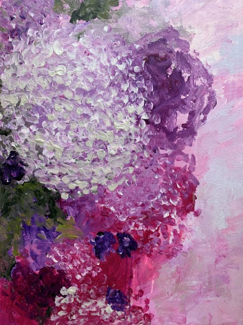 Incrediball In A Tiny Irish Garden 🔴 | Oil And Acrylic Painting in Paintings by Darlene Watson Abstract Artist. Item composed of canvas and paper