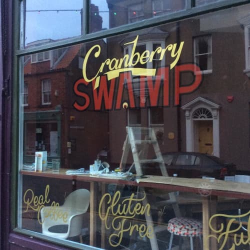 Cranberry Swamp Window Lettering by Journeyman Signs (TATCH) at
