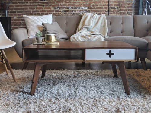 Coffee Table Plus - Mid Century Modern Walnut Coffee Table | Tables by Max Moody Design. Item composed of maple wood