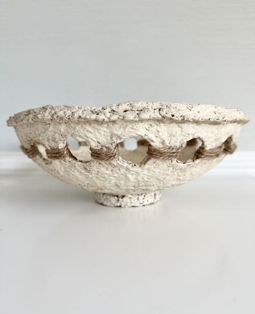 Primitive Table Top Decorative Bowl Paper Mache Material | Decorative Objects by TM Olson Collection. Item composed of paper in minimalism or country & farmhouse style