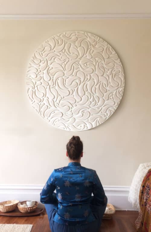 Mandala Rain | Wall Sculpture in Wall Hangings by Anastasia Tumanova. Item made of maple wood with ceramic