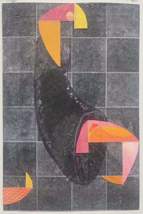 Grid Unlock | Collage in Paintings by Susan Smereka. Item made of paper works with contemporary & modern style