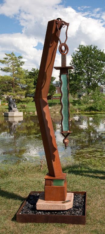 Pendant | Public Sculptures by Brian Schader. Item made of steel with glass