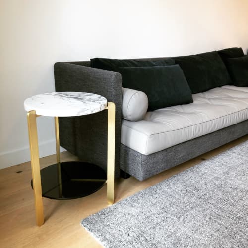 "Ternary" Side Table Brass | Tables by Joe Cauvel of Cauv Design. Item made of brass with marble