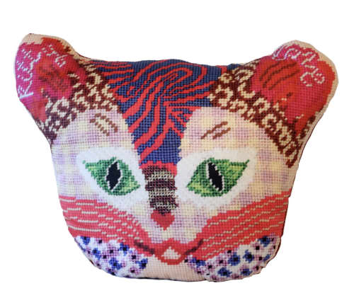 organic cotton sateen KITTY LOVE sculpted pillow | Pillows by Mommani Threads | Wildwood Community Market in Boone. Item composed of fabric in contemporary or transitional style
