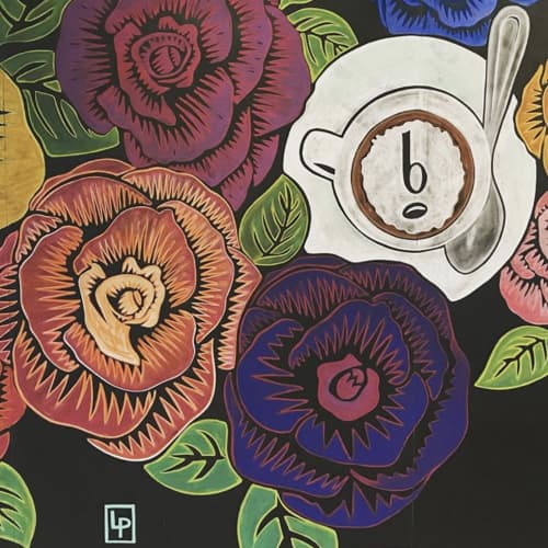 Royal Roses | Murals by Leslie Phelan Mural Art + Design | b espresso bar in Toronto